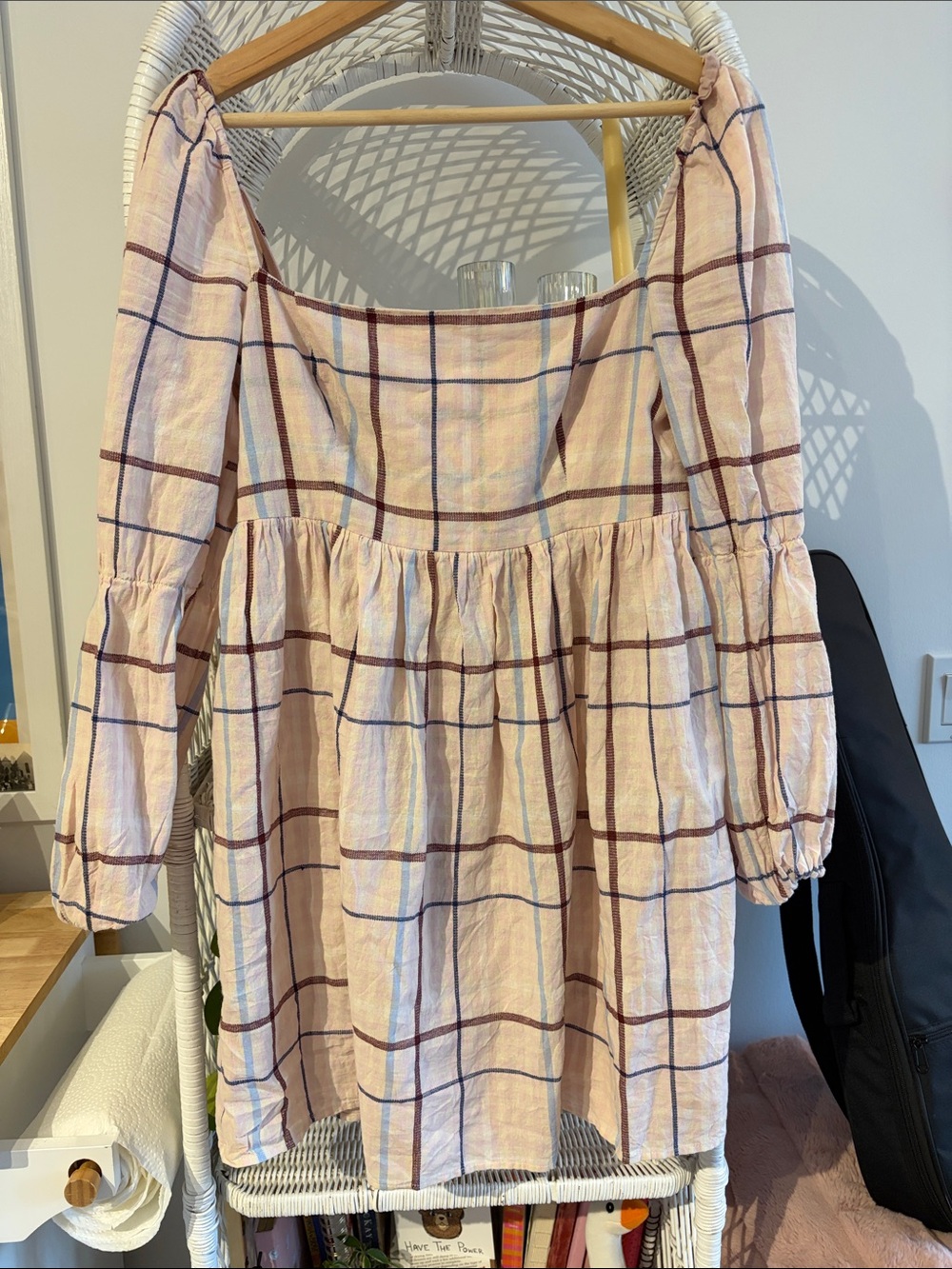 Park & Fifth Pink Windowpane Square-Neck Mini Dress